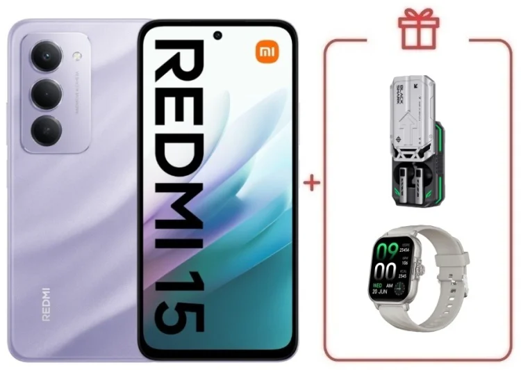 Смартфон Redmi 15 6 ГБ/128 ГБ фиолетовый + подарок купить,NaN