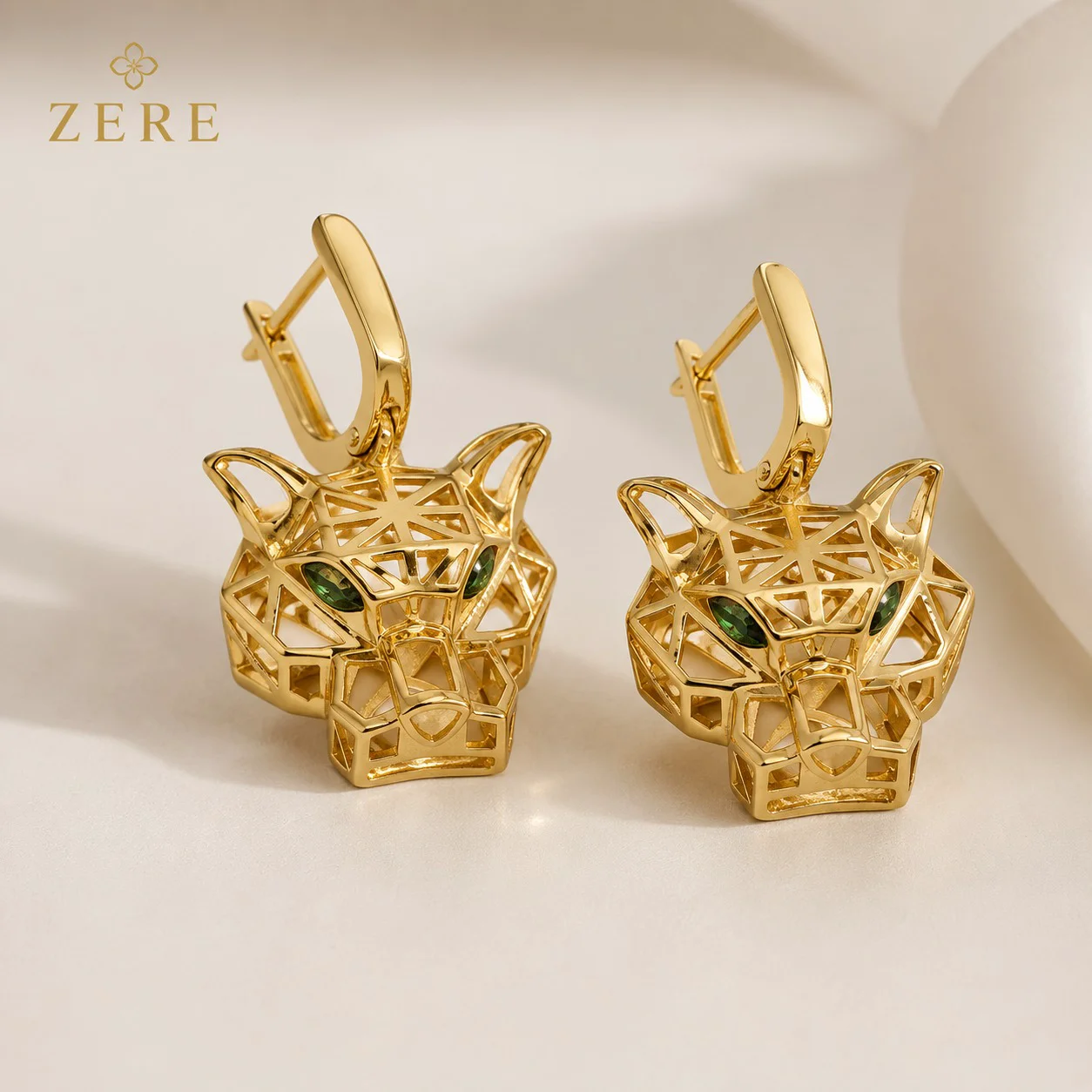 Серьги Zere ZR300606 пантера жёлтое золото 6.27гр купить,525950