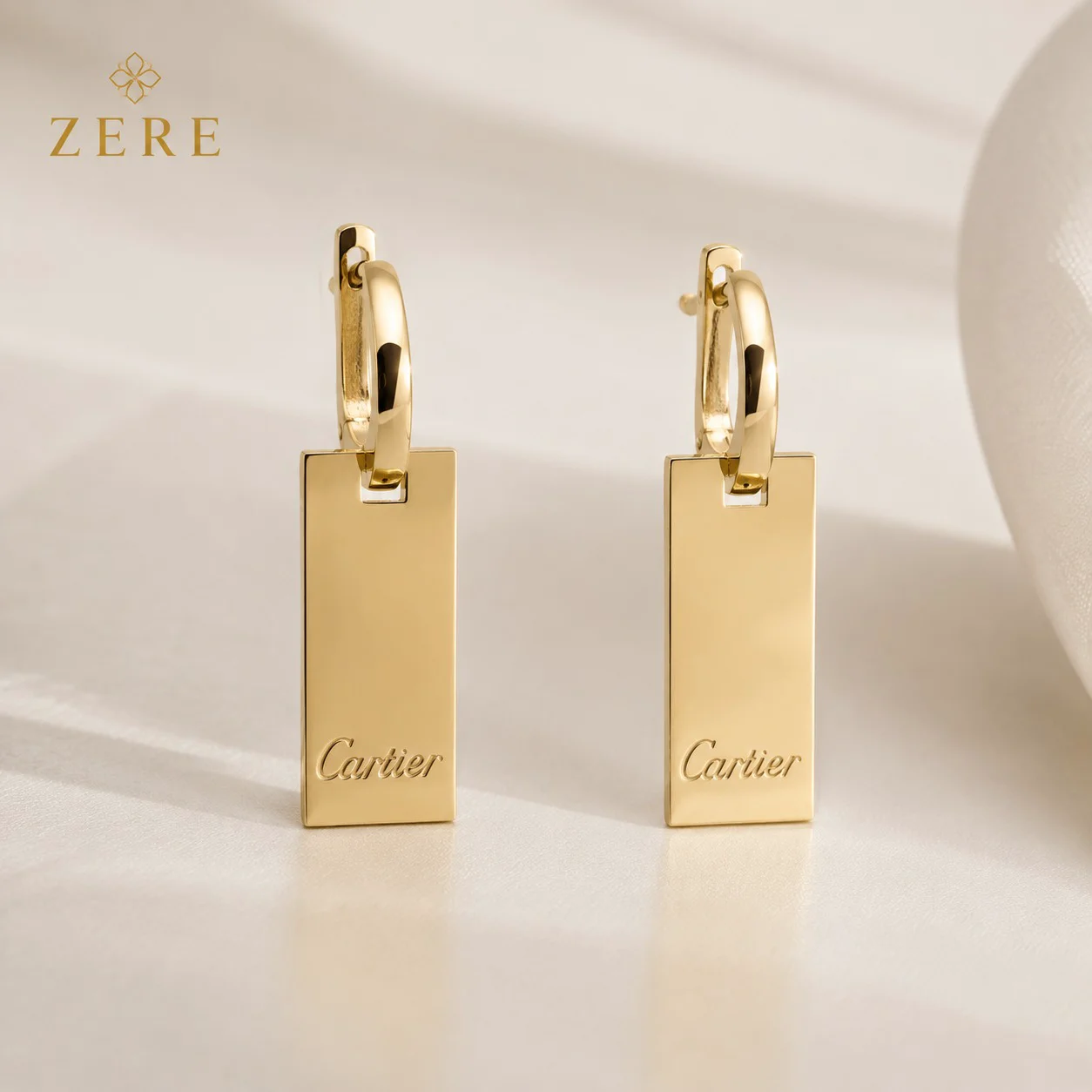 Серьги Zere ZR300607 прямоугольник жёлтое золото 4.05гр купить,337250