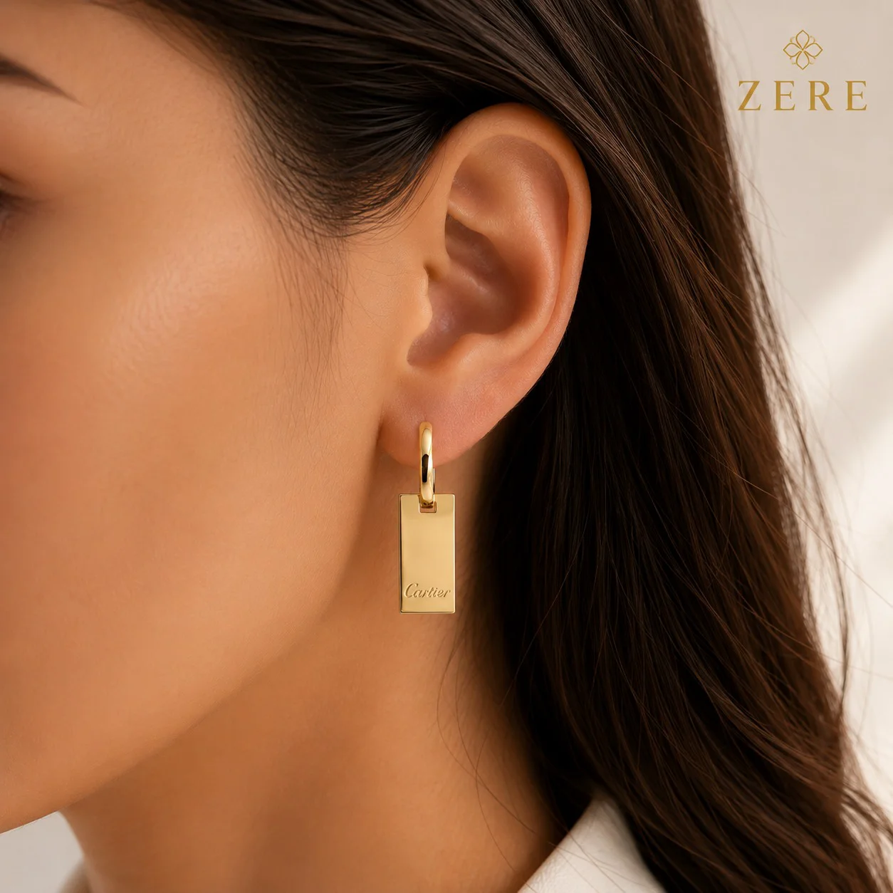 Серьги Zere ZR300607 прямоугольник жёлтое золото 4.05гр купить,337250