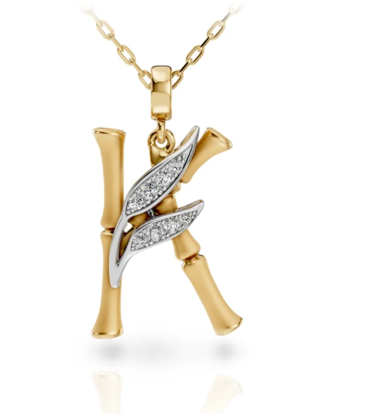 Колье Carrera y Carrera Bambu буква K 0316.3 белое и желтое золото 3.68гр 45см   купить,1750000