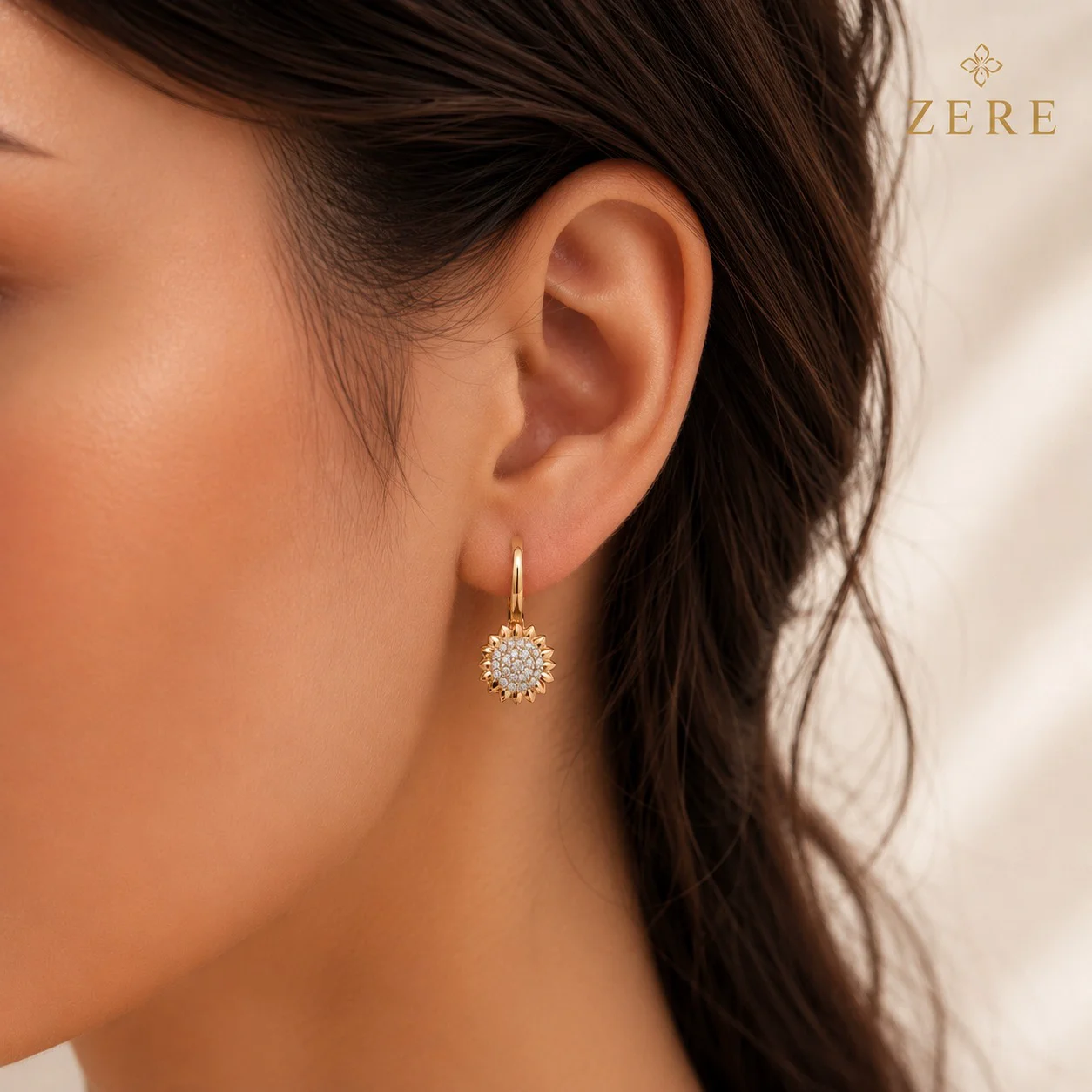 Серьги Zere ZR300608 подсолнух жёлтое золото 4.68гр  купить,390800
