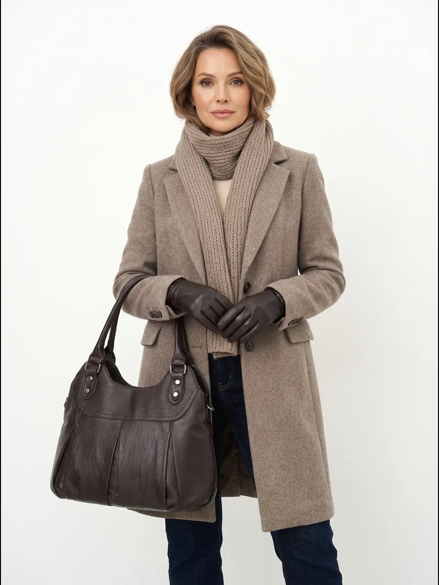 Сумка шоппер ICONIC BAGS искусственная кожа коричневый купить,NaN