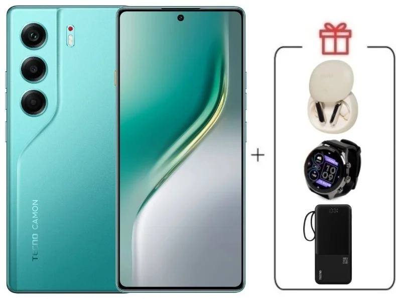 Смартфон Tecno Camon 40 8/256Gb Emerald Glow Green + подарок