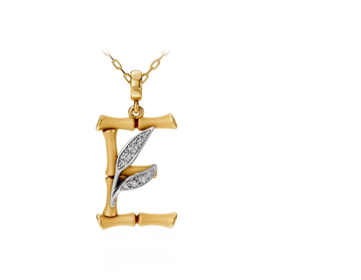 Колье Carrera y Carrera Bambu буква E 0310.3 белое и желтое золото 3.92гр 45см   купить,1750000
