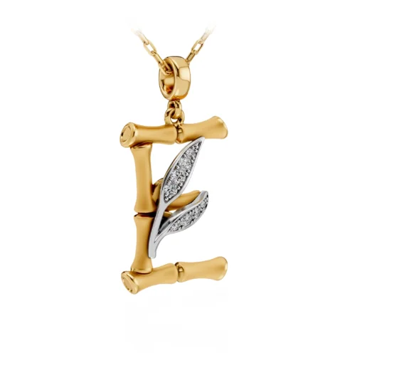 Колье Carrera y Carrera Bambu буква E 0310.3 белое и желтое золото 3.92гр 45см   купить,1750000