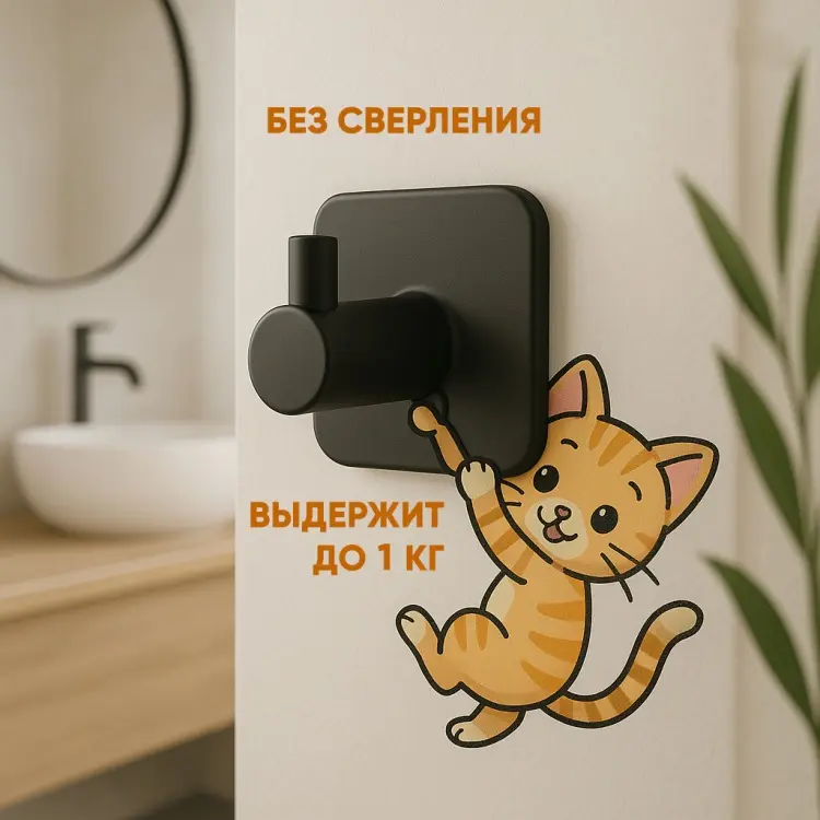Mebels.kz набор крючков Сolor: black 4 шт, нержавеющая сталь купить,NaN