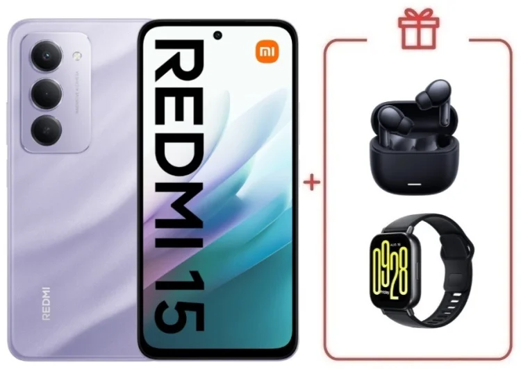 Смартфон Redmi 15 8 ГБ/256 ГБ фиолетовый + подарок купить,NaN