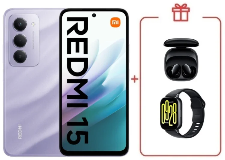 Смартфон Redmi 15 8 ГБ/256 ГБ фиолетовый + подарок купить,NaN
