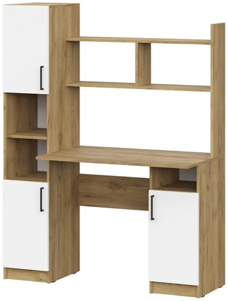 Стол компьютерный с надстройкой SV Лайм, 123х57x160 см, белый, светло-коричневый купить,NaN