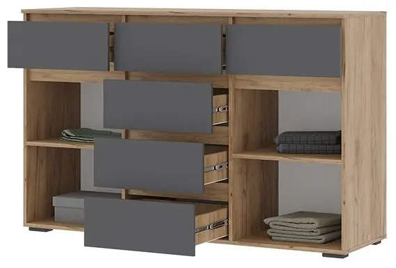 Комод Стендмебель Хелен, 150.20x46x95.8 см, серый, коричневый купить,NaN