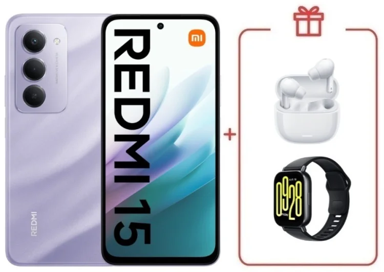 Смартфон Redmi 15 8 ГБ/256 ГБ фиолетовый + подарок купить,NaN