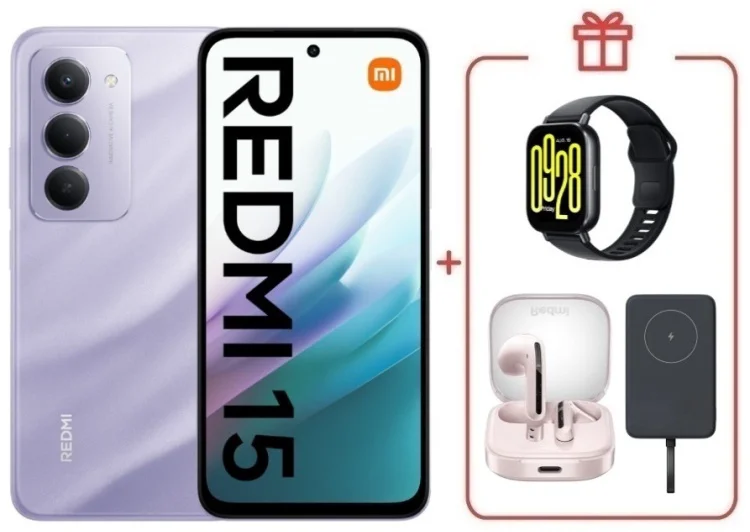 Смартфон Redmi 15 8 ГБ/256 ГБ фиолетовый + подарок купить,NaN