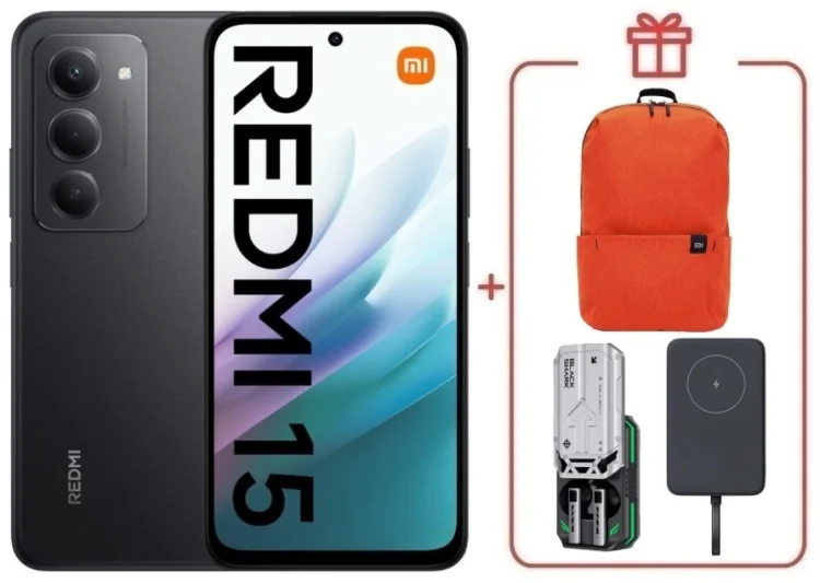 Смартфон Redmi 15 6 ГБ/128 ГБ черный + подарок купить,NaN