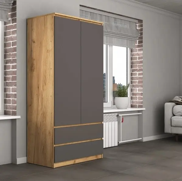 Распашной шкаф Хелен, 80x210х46 см, графит, коричневый купить,NaN