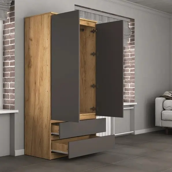 Распашной шкаф Хелен, 80x210х46 см, графит, коричневый купить,NaN