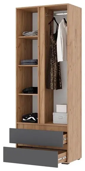 Распашной шкаф Хелен, 80x210х46 см, графит, коричневый купить,NaN