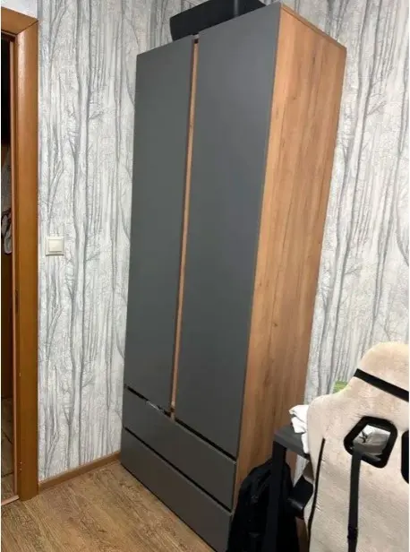 Распашной шкаф Хелен, 80x210х46 см, графит, коричневый купить,NaN