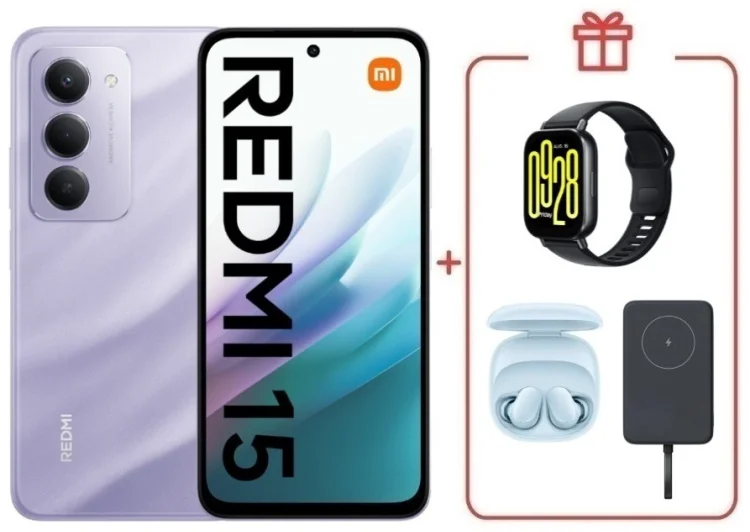 Смартфон Redmi 15 8 ГБ/256 ГБ фиолетовый + подарок купить,NaN