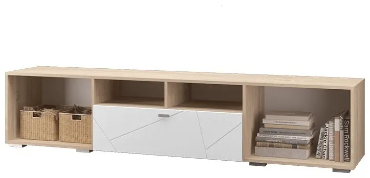 ТВ-тумба напольная MLK Скайлайн дуб , 210x46x45 см, белый, коричневый купить,NaN