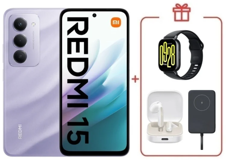 Смартфон Redmi 15 8 ГБ/256 ГБ фиолетовый + подарок купить,NaN