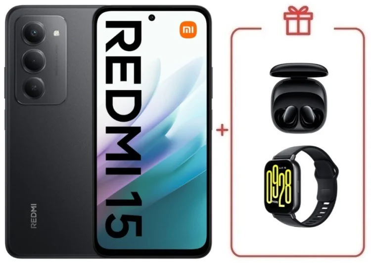 Смартфон Redmi 15 6 ГБ/128 ГБ черный + подарок купить,NaN