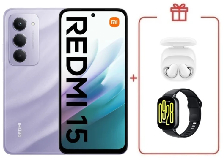 Смартфон Redmi 15 8 ГБ/256 ГБ фиолетовый + подарок купить,NaN