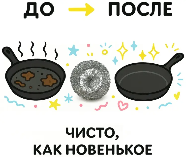 Мочалка универсальная Mebels.kz Губка Как - У - Бабушки 10 шт, металл купить,NaN
