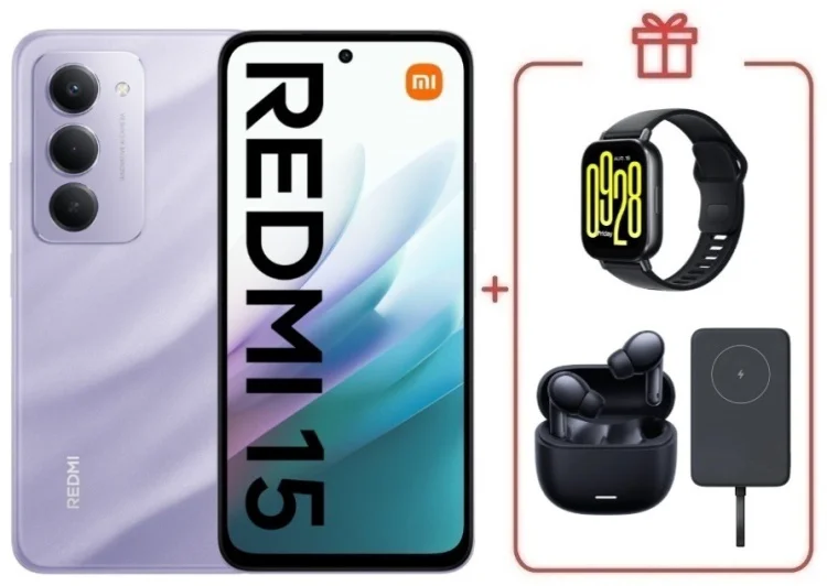 Смартфон Redmi 15 8 ГБ/256 ГБ фиолетовый + подарок купить,NaN