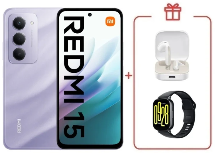 Смартфон Redmi 15 8 ГБ/256 ГБ фиолетовый + подарок купить,NaN