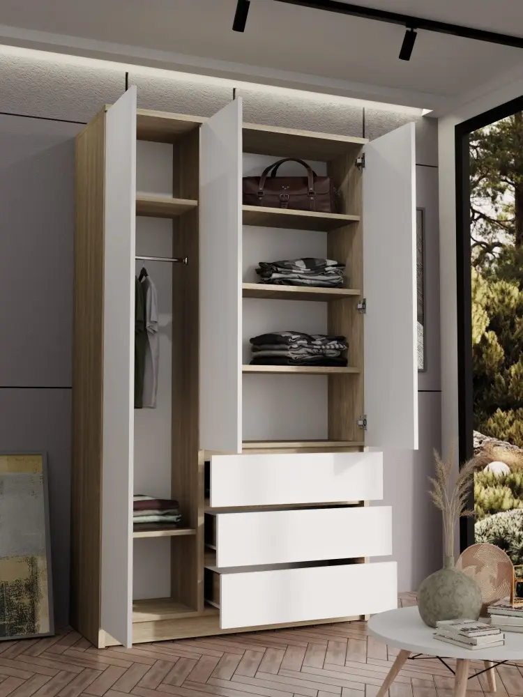 Распашной шкаф Форес Норд, 120.4x210х50 см, белый, светло-коричневый купить,NaN