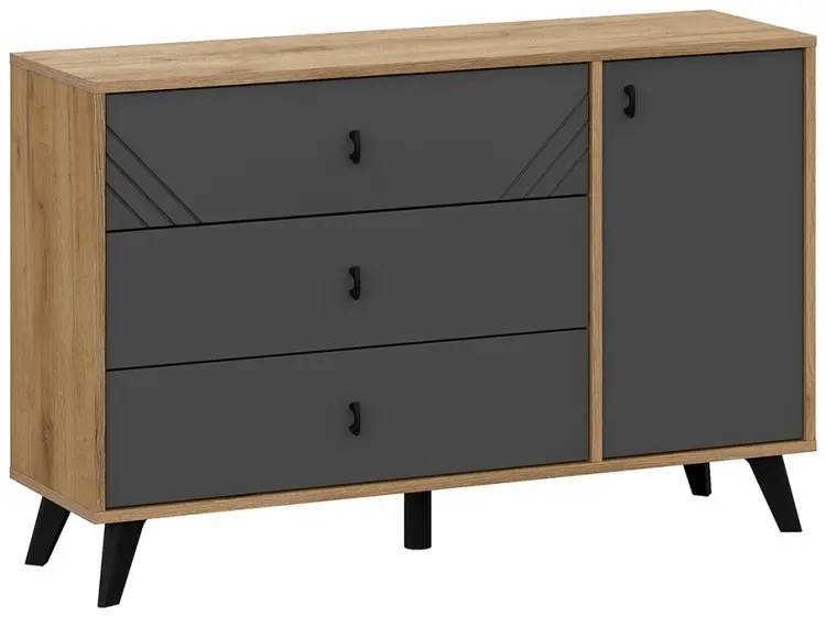 Комод СВ Мебель Байкал, 114x33.1x73.2 см, графит, светло-коричневый купить,NaN