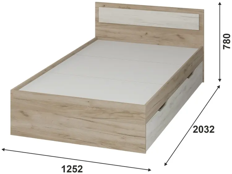 Кровать Сурская мебель Гармония полутораспальная, 120x200 см (без матраса, без подъёмного механизма) белый, серый купить,NaN