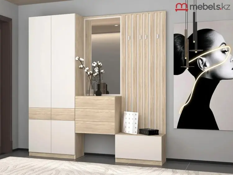 Распашной шкаф Mebels.kz Верто SZF 4D2S, 80x220х38 см, белый, коричневый купить,NaN