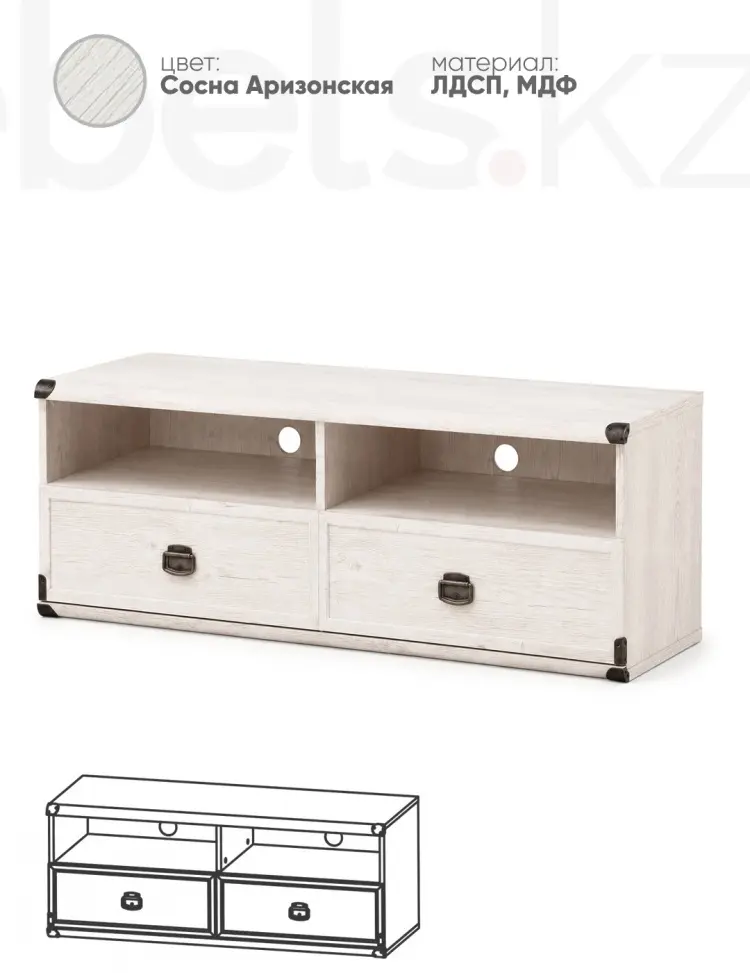 ТВ-тумба напольная Mebels.kz Монтана, 120x47.5x52 см, белый, серый купить,NaN