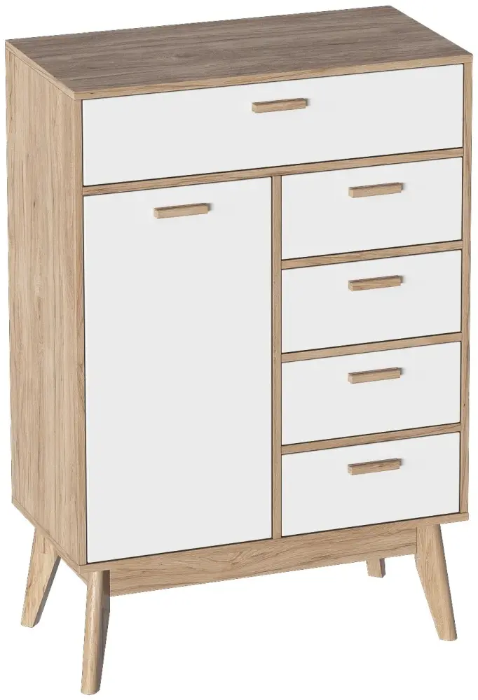 Комод Мебельград Калгари, 80.5x39x119 см, белый, светло-коричневый - ForteMarket Комод Мебельград Калгари, 80.5x39x119 см, белый, светло-коричневый купить,NaN
