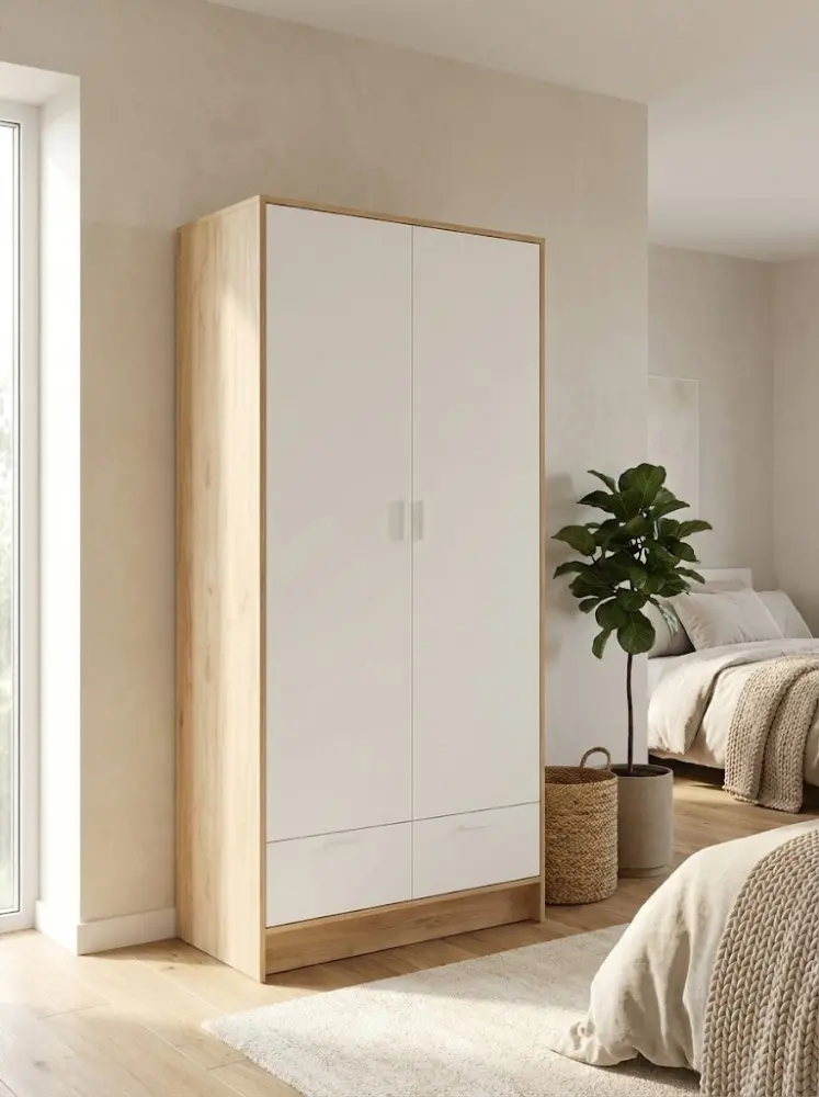 Распашной шкаф Ирис, 93.5x200х55 см, белый, золотой купить,NaN