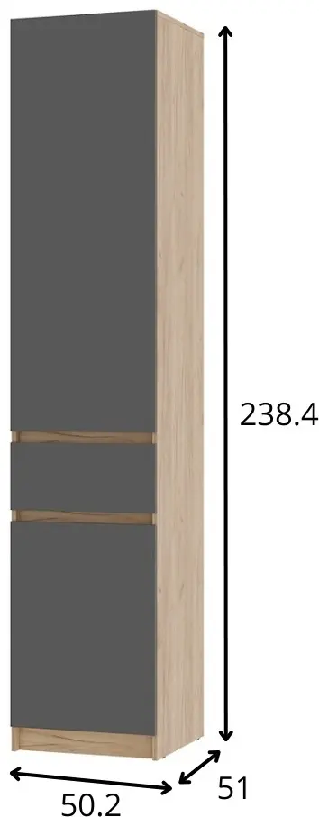 Шкаф-пенал BTS багира 2, 50.2x238.4х51 см, золотой, графит купить,NaN