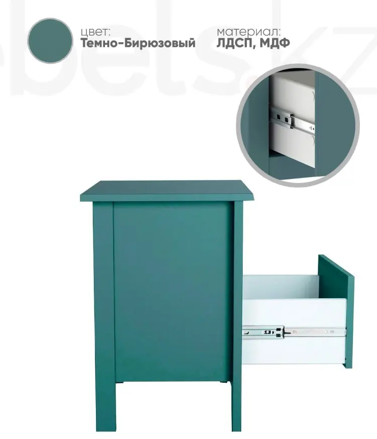 Тумба Mebels.kz Сага, 51.2x62.2x41.4 см, бирюзовый купить,NaN