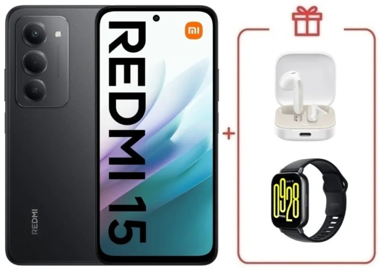 Смартфон Redmi 15 8 ГБ/256 ГБ черный + подарок купить,NaN