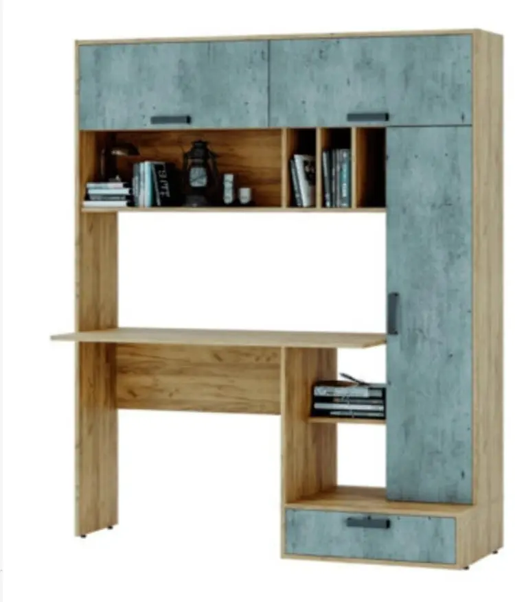 Стол компьютерный с надстройкой BTS Техно, 160х57.3x180 см, серый, золотой купить,NaN