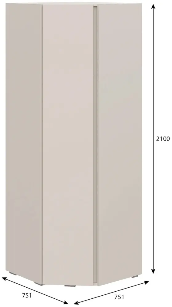 Шкаф угловой Сурская мебель Люмо, 75.1x210х75.1 см, бежевый купить,NaN