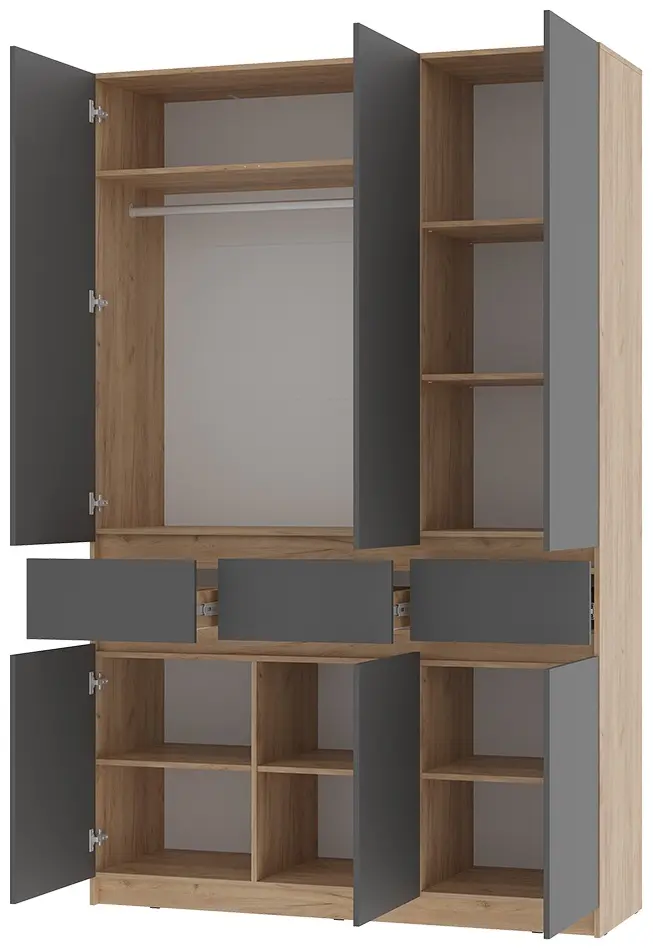 Распашной шкаф BTS Багира, 150.2x238.4х51 см, графит, коричневый купить,NaN