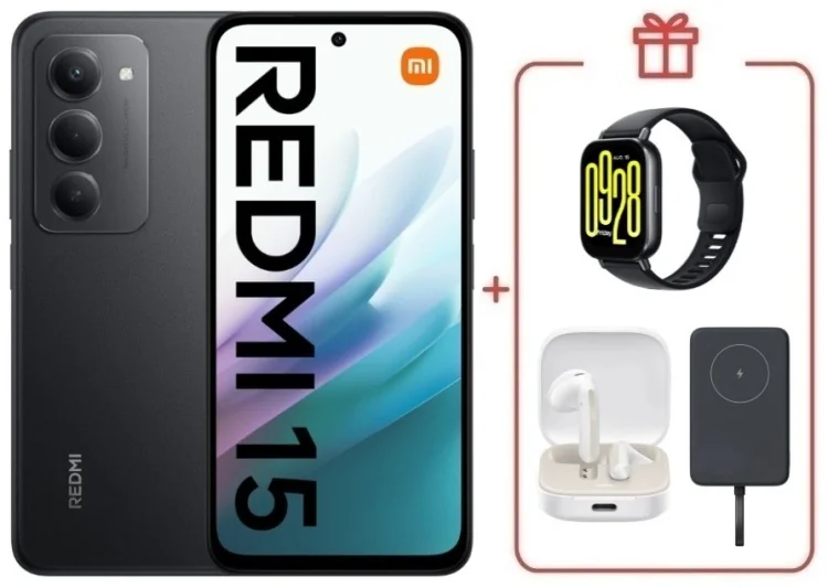 Смартфон Redmi 15 8 ГБ/256 ГБ черный + подарок купить,NaN