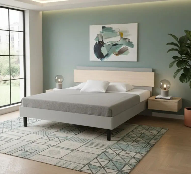Кровать Шатура Chelsea Rimini 488262 двуспальная, 180x200 см (без матраса, без подъёмного механизма) серый - ForteMarket Кровать Шатура Chelsea Rimini 488262 двуспальная, 180x200 см (без матраса, без подъёмного механизма) серый купить,NaN