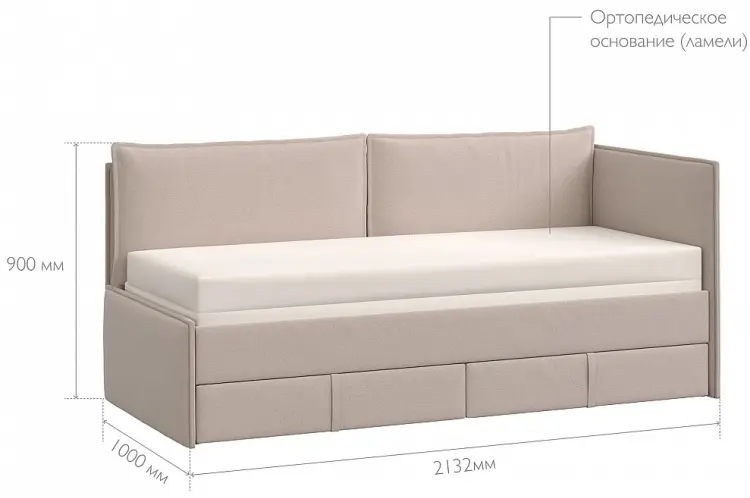 Кровать подростковая Шатура Sona A6C-01.KG, 90x200 см, бежевый купить,NaN