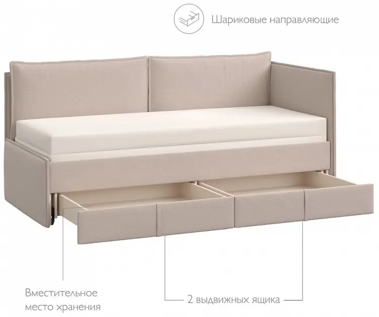 Кровать подростковая Шатура Sona A6C-01.KG, 90x200 см, бежевый купить,NaN