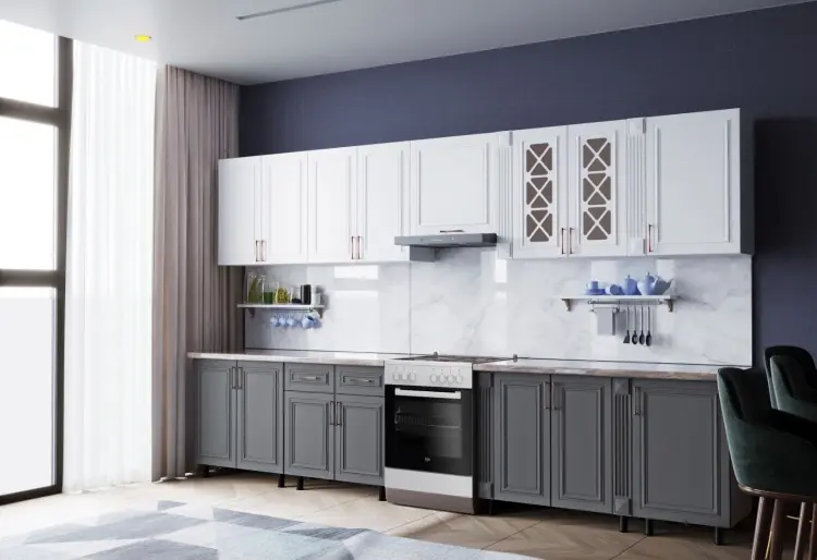 Кухонный гарнитур GrandMiks Ева, 360x230х60 см, ЛДСП, серый, графит купить,NaN