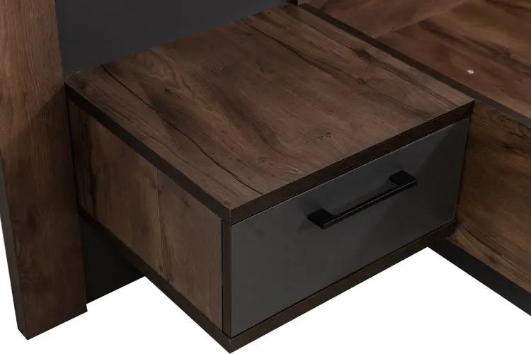 Кровать MySTAR Вирджиния с прикроватными тумбами двуспальная, 160x200 см (без матраса, без подъёмного механизма) коричневый купить,NaN