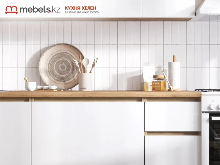 Кухонный гарнитур Mebels.kz , 200x216х60 см, ЛДСП, белый купить,NaN